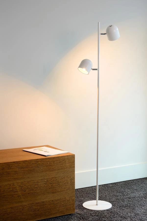 Lucide SKANSKA - Lampadaire - LED Dim. - 2x5W 3000K - Blanc - ambiance 1